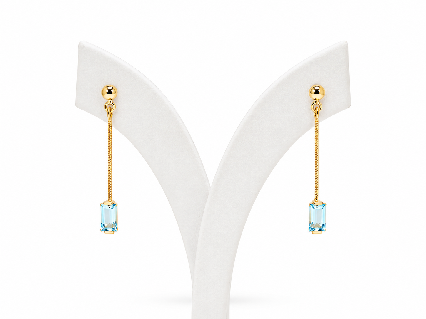 Bijoux femme boucles d’oreilles topaze bleue or jaune 18k – 3 cm
