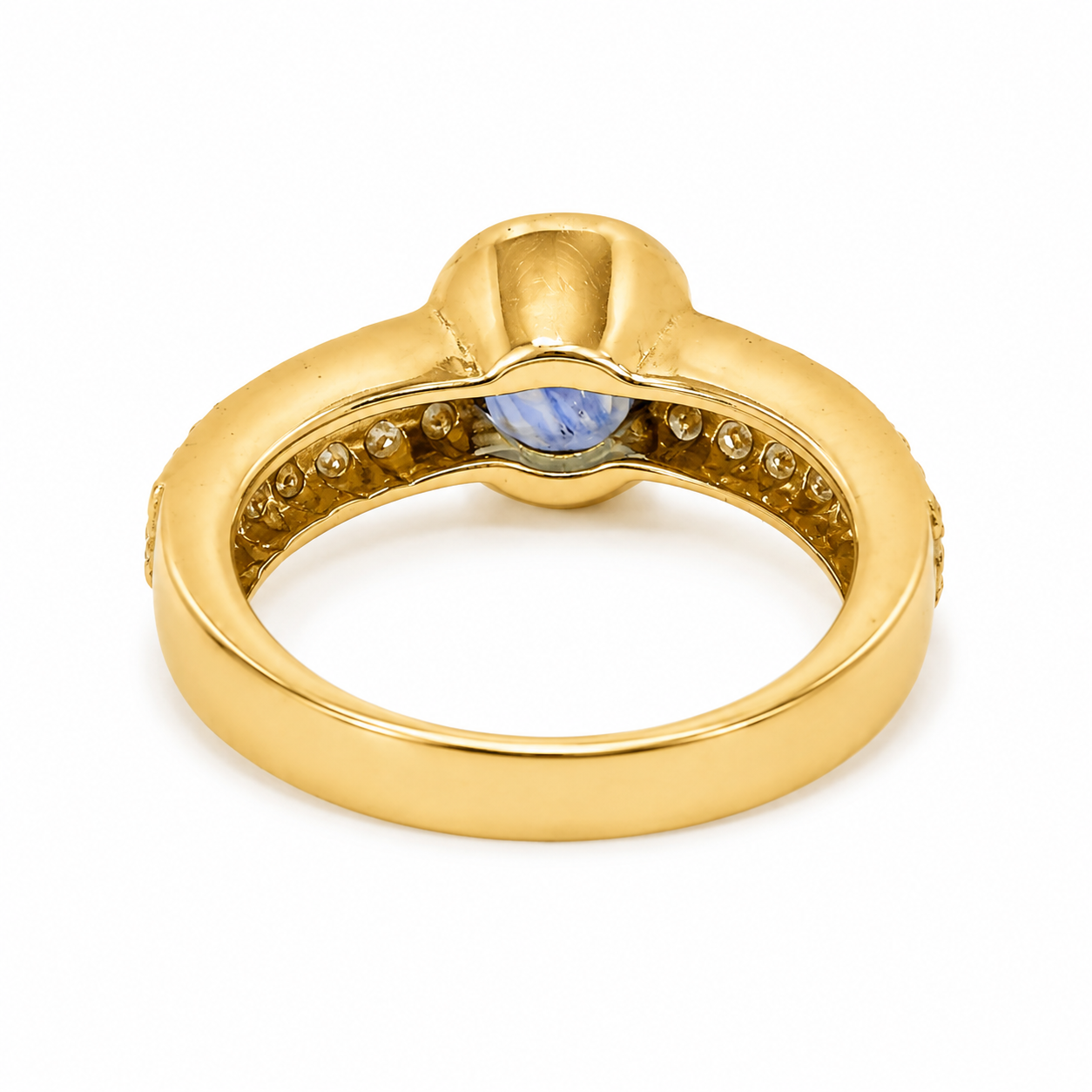 Bague saphir de Ceylan 1,86 ct et diamants en or jaune 18K