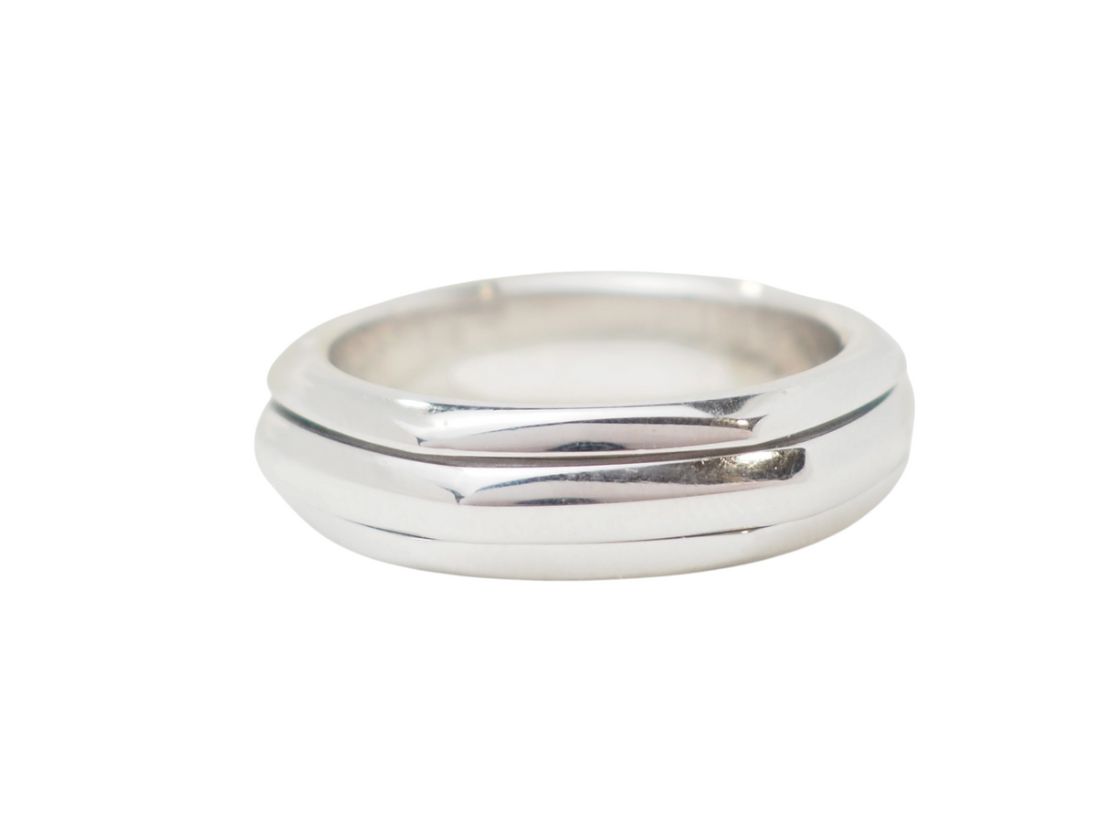 Alliance L'Aurore Piaget Possession en or blanc 18 carats avec anneau central tournant, taille 54