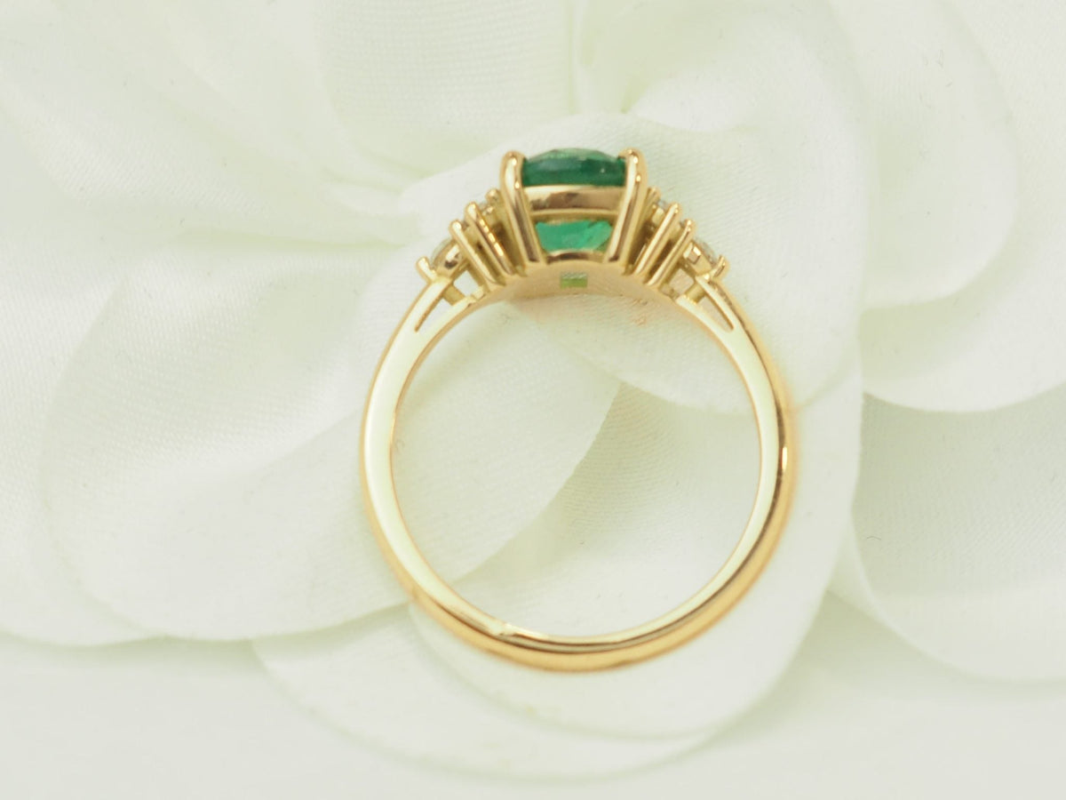 Bague L'Aurore en or jaune 18kt avec émeraude naturelle du Brésil de 2 carats et diamants taille brillant