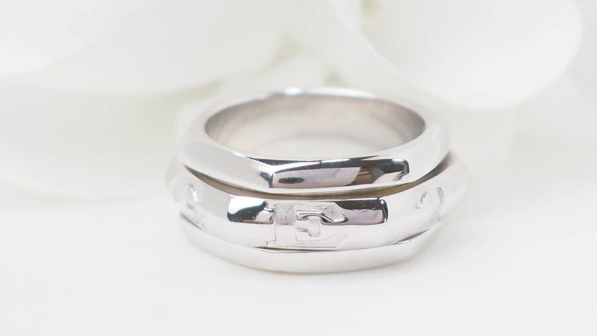 Bague vintage L'Aurore Piaget Possession en or blanc 18 carats avec anneau central tournant