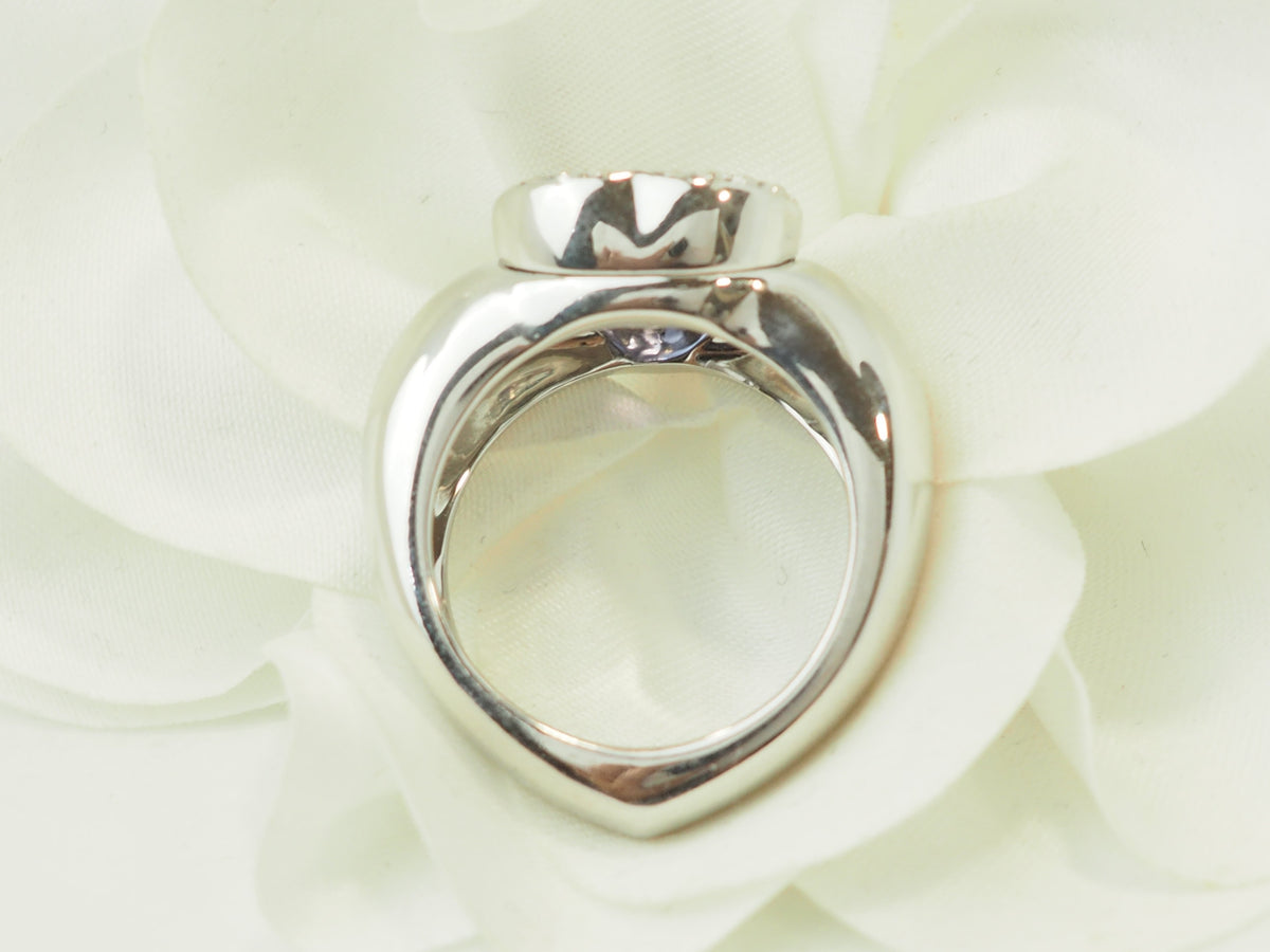 Bague L'Aurore Poiray en forme de cœur en or blanc 18 carats avec tanzanite et diamants