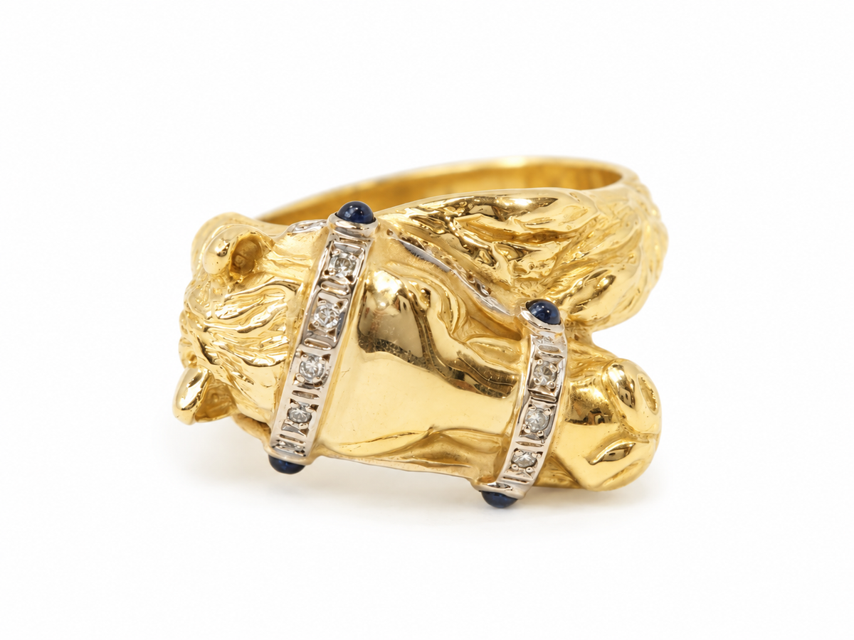 magnifique bague cheval avec diamants vintage