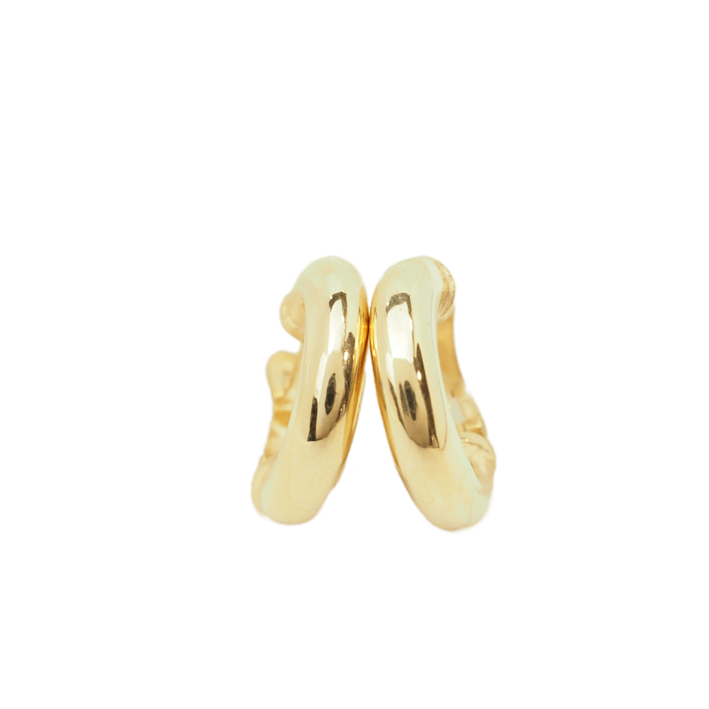 Boucles d'oreilles créoles épaisses L'Aurore en or jaune 18kt poli, diamètre 23 mm, design bombé et brillant.