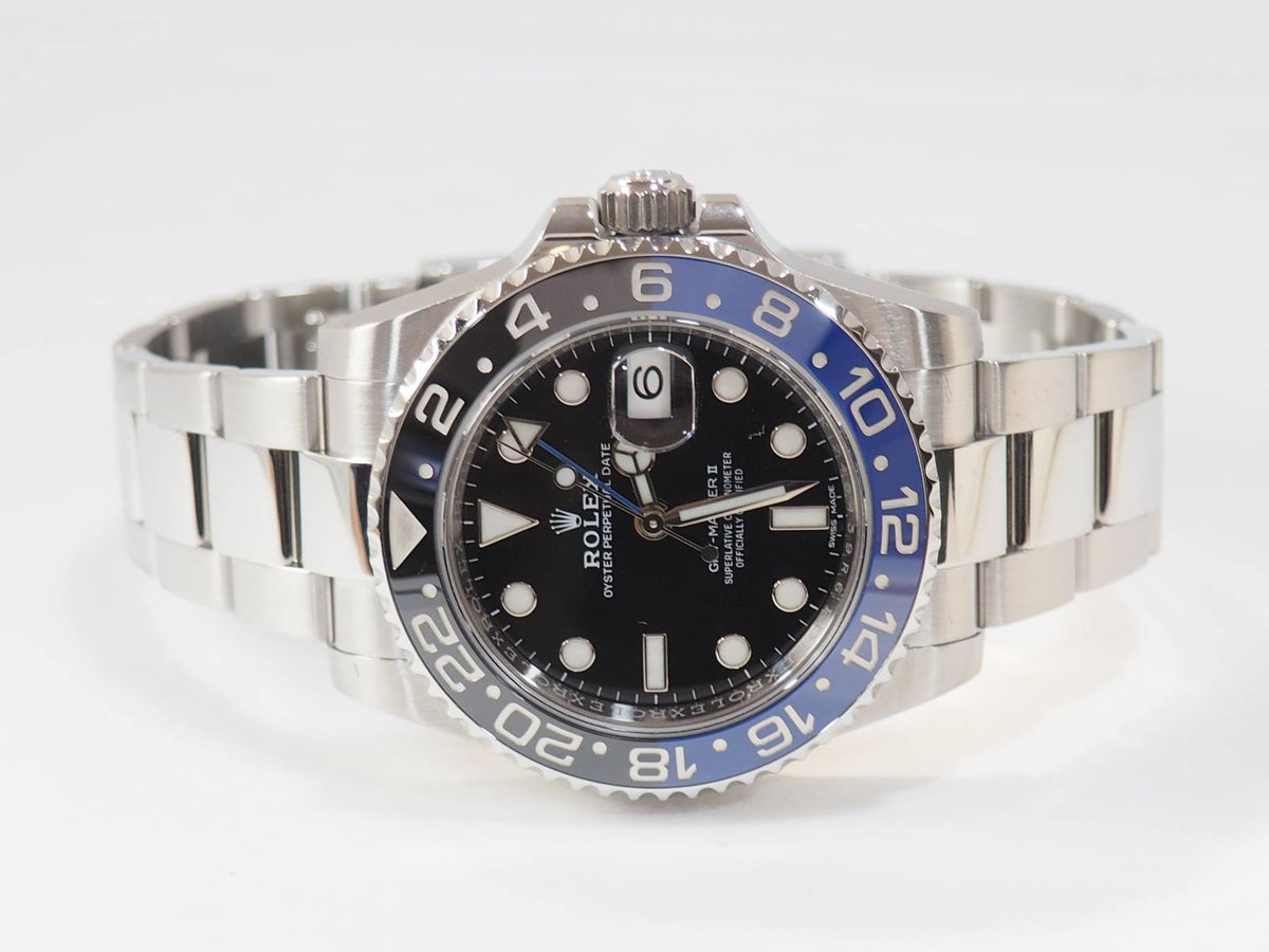 Montre L'Aurore Rolex GMT-Master II Batman en acier avec lunette en céramique bleue et noire sur bracelet Oyster