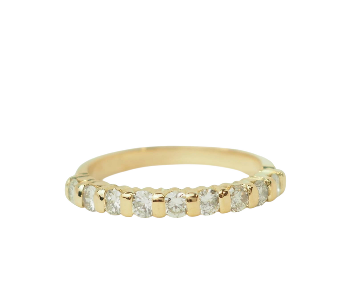 Demi alliance L'Aurore en or jaune 18 carats sertie de diamants 0,45ct en serti barres