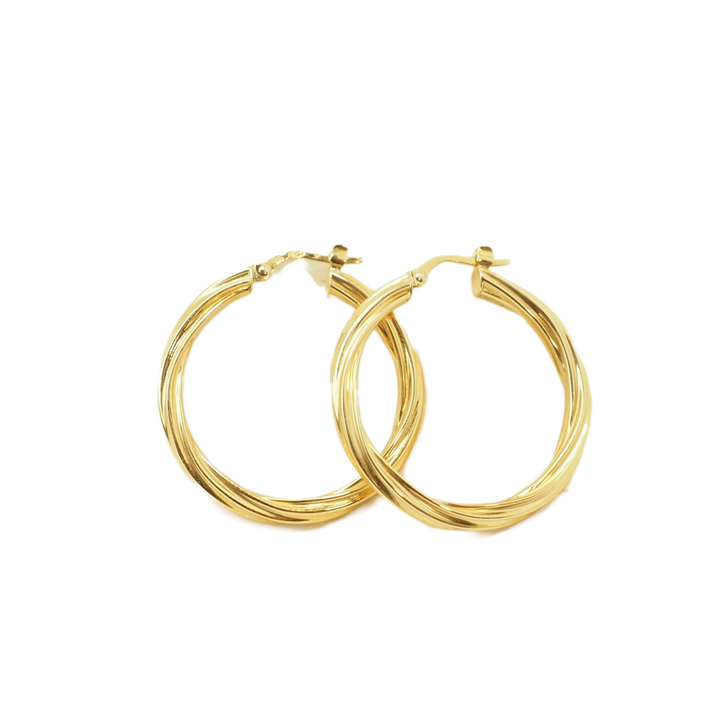 Créoles torsadées en or jaune 18 carats diamètre 30 mm