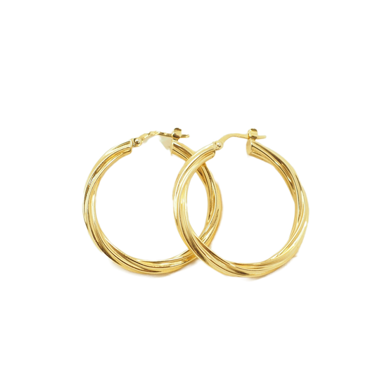Créoles torsadées en or jaune 18 carats diamètre 30 mm
