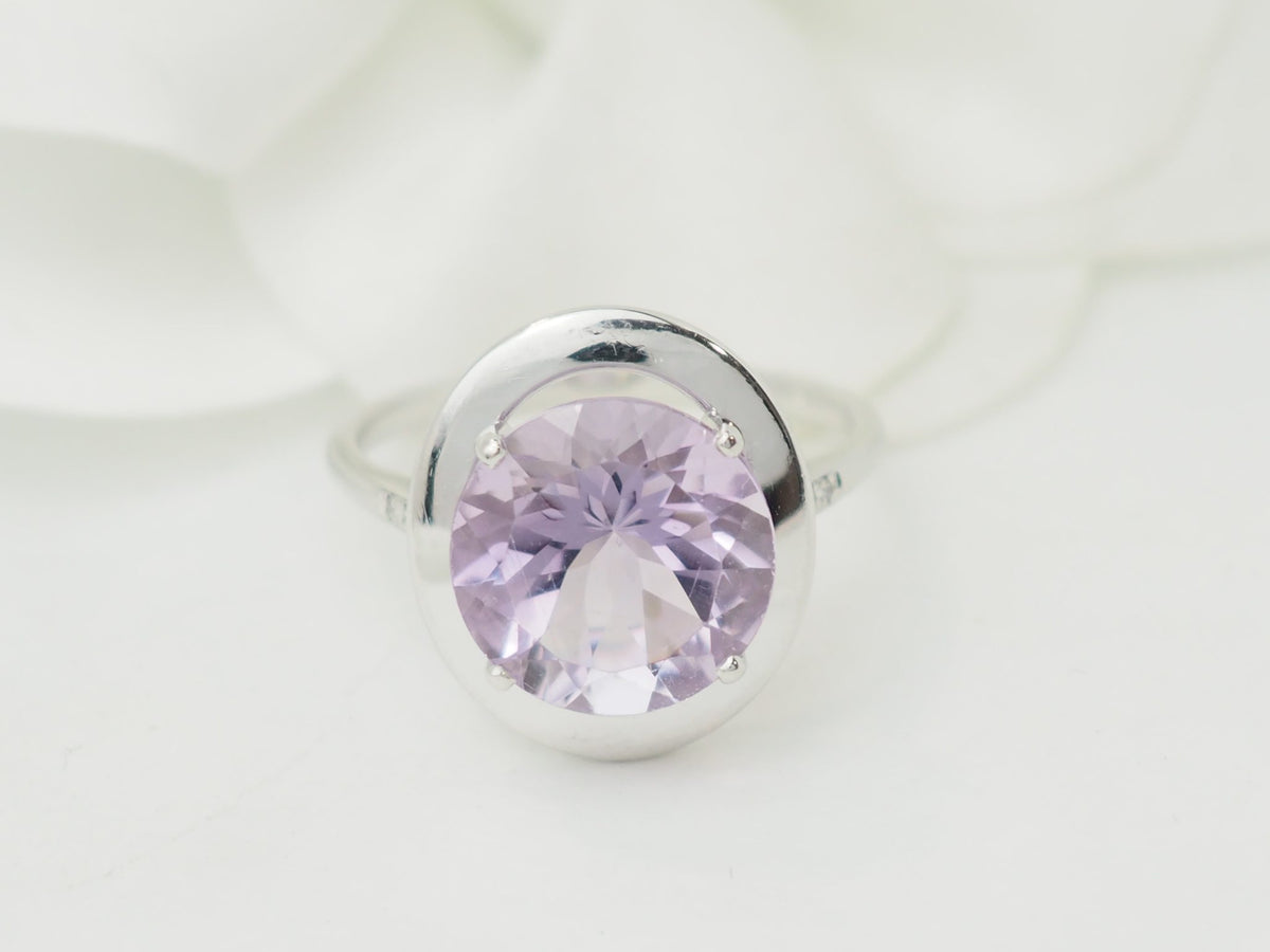 Bague L'Aurore Mauboussin Vraiment jolie mon amour en or blanc avec améthyste ronde et diamants