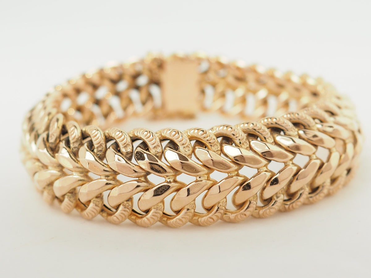 Bracelet maille américaine en or rose