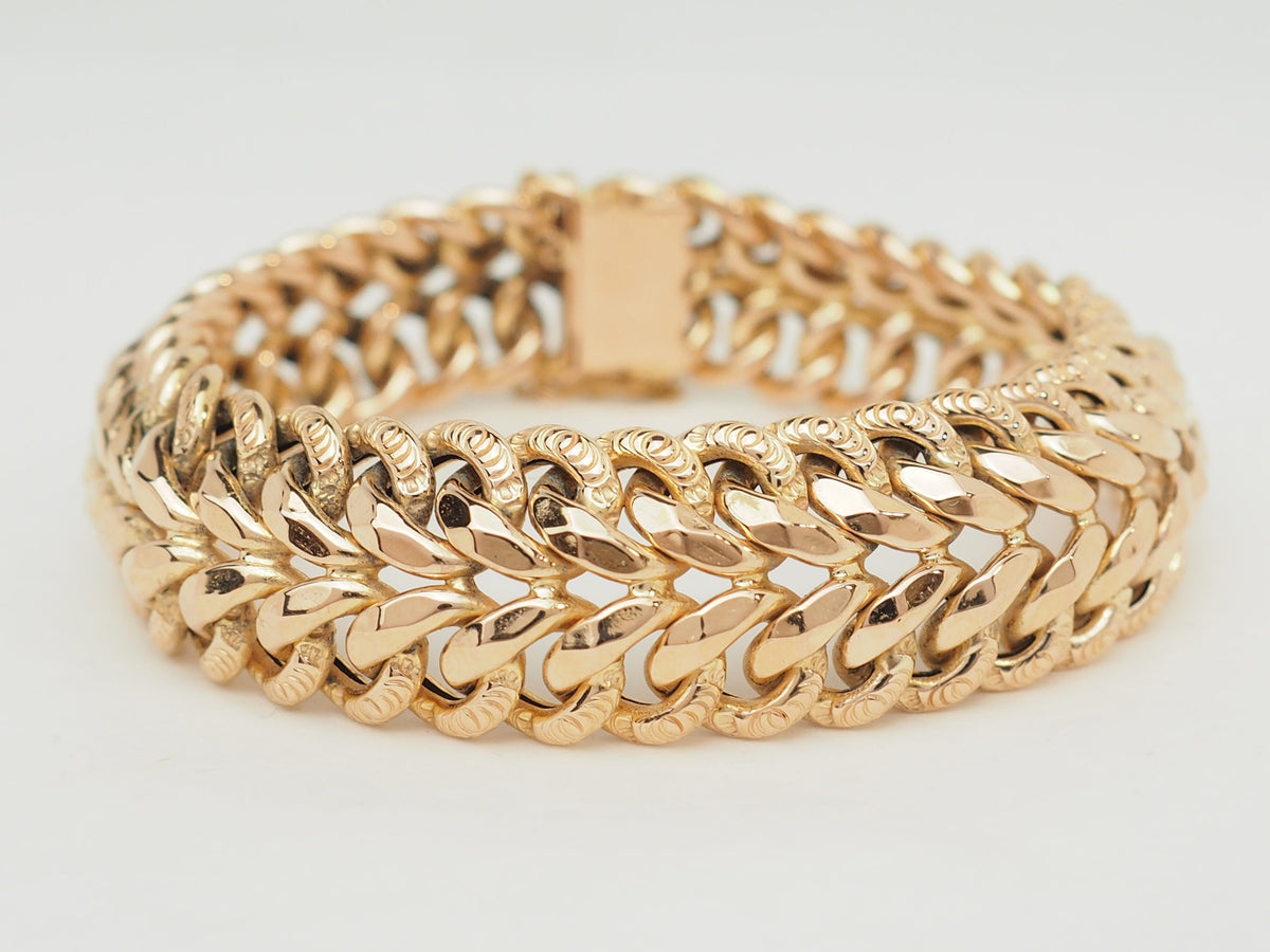 Bracelet maille américaine en or rose