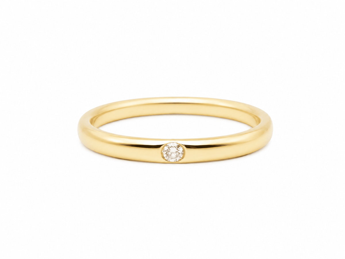 Bague L'Aurore Pomellato Lucciole en or jaune 18 carats avec un diamant solitaire de 0,03 carat
