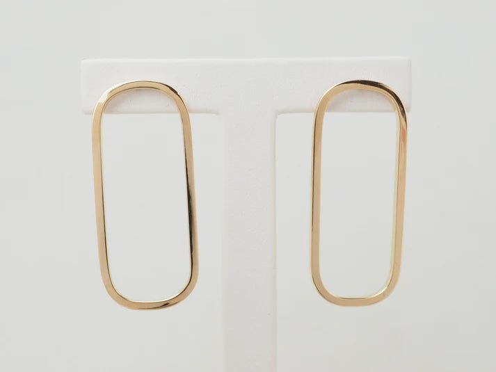 Boucles d'oreilles L'Aurore rectangles allongées en or jaune 18 carats au design géométrique moderne