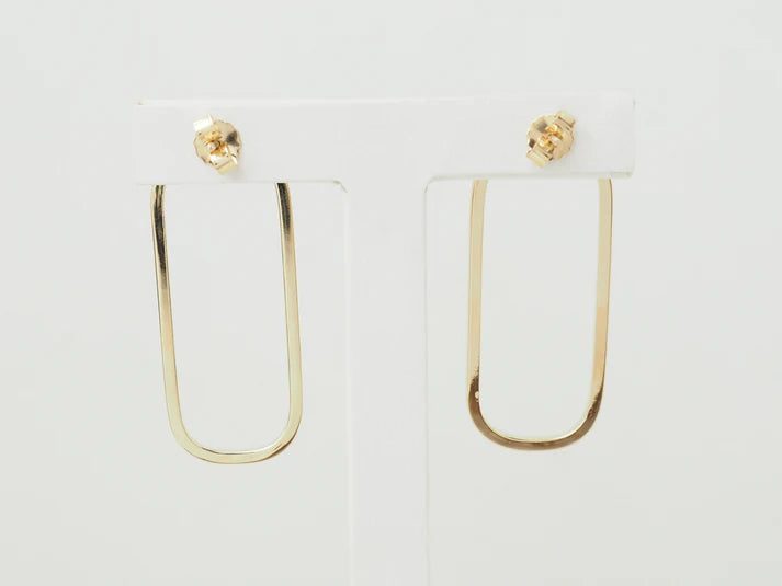 Boucles d'oreilles L'Aurore rectangles allongées en or jaune 18 carats au design géométrique moderne