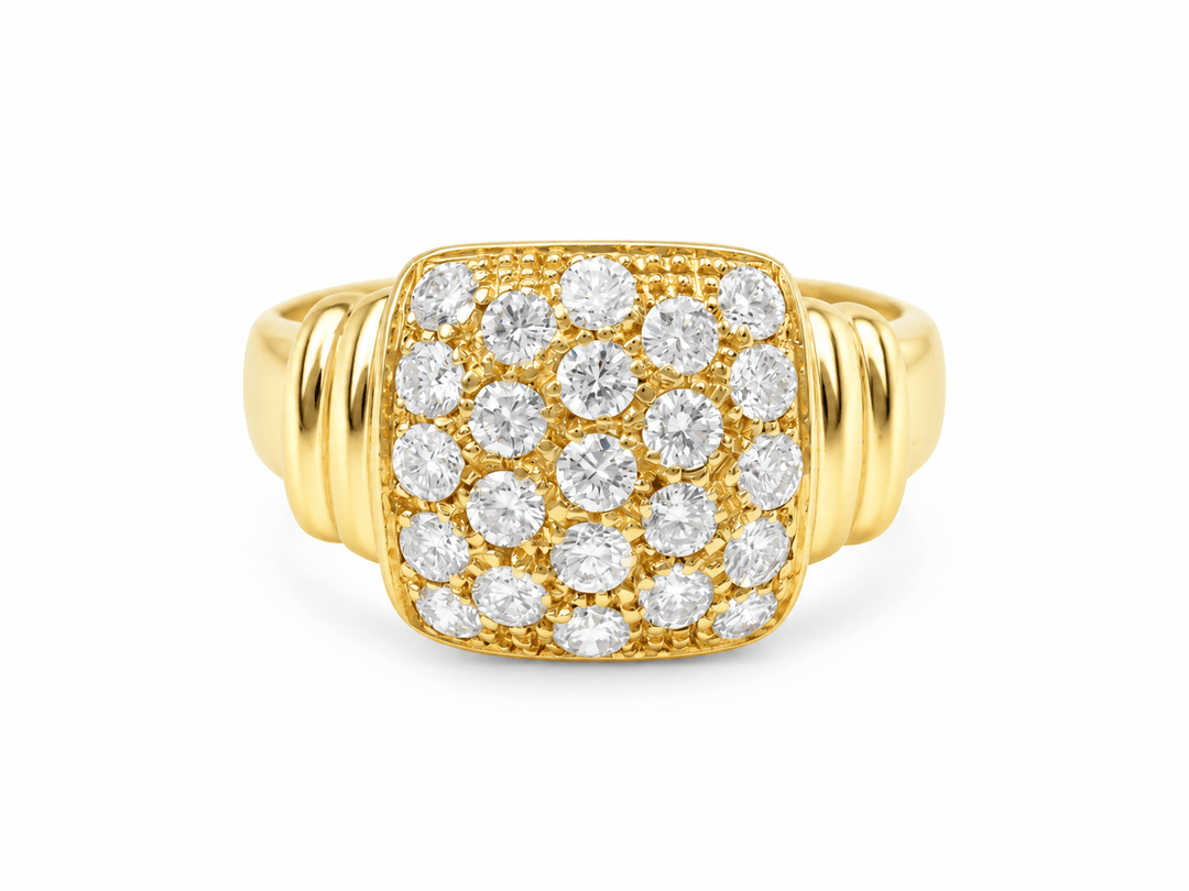 Bague pavée de diamants 0,90ct en or jaune