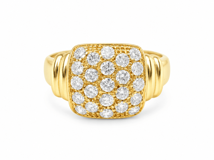 Bague pavée de diamants 0,90ct en or jaune