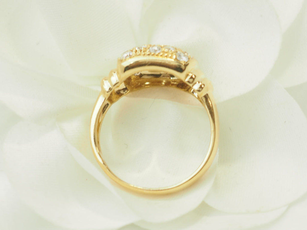 Bague vintage L'Aurore en or jaune 18 carats avec pavage de diamants taille brillant de 0,90ct