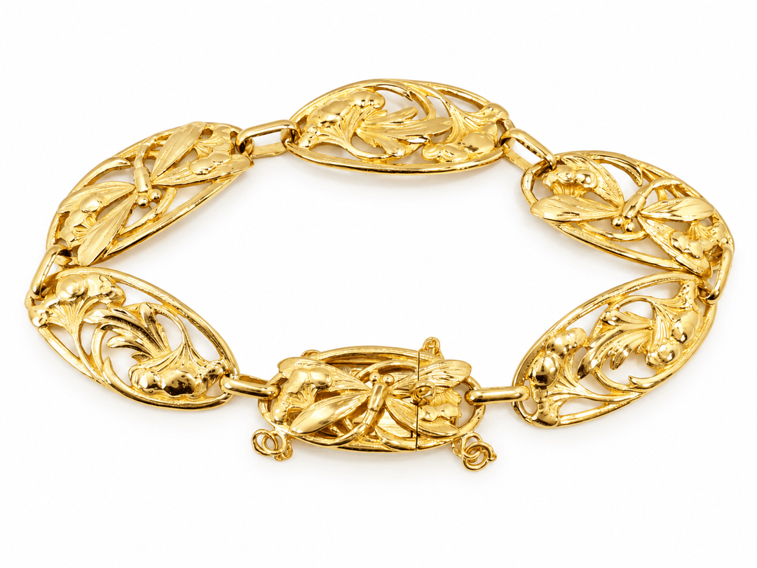 Bracelet ancien Art Nouveau en or jaune 18 carats