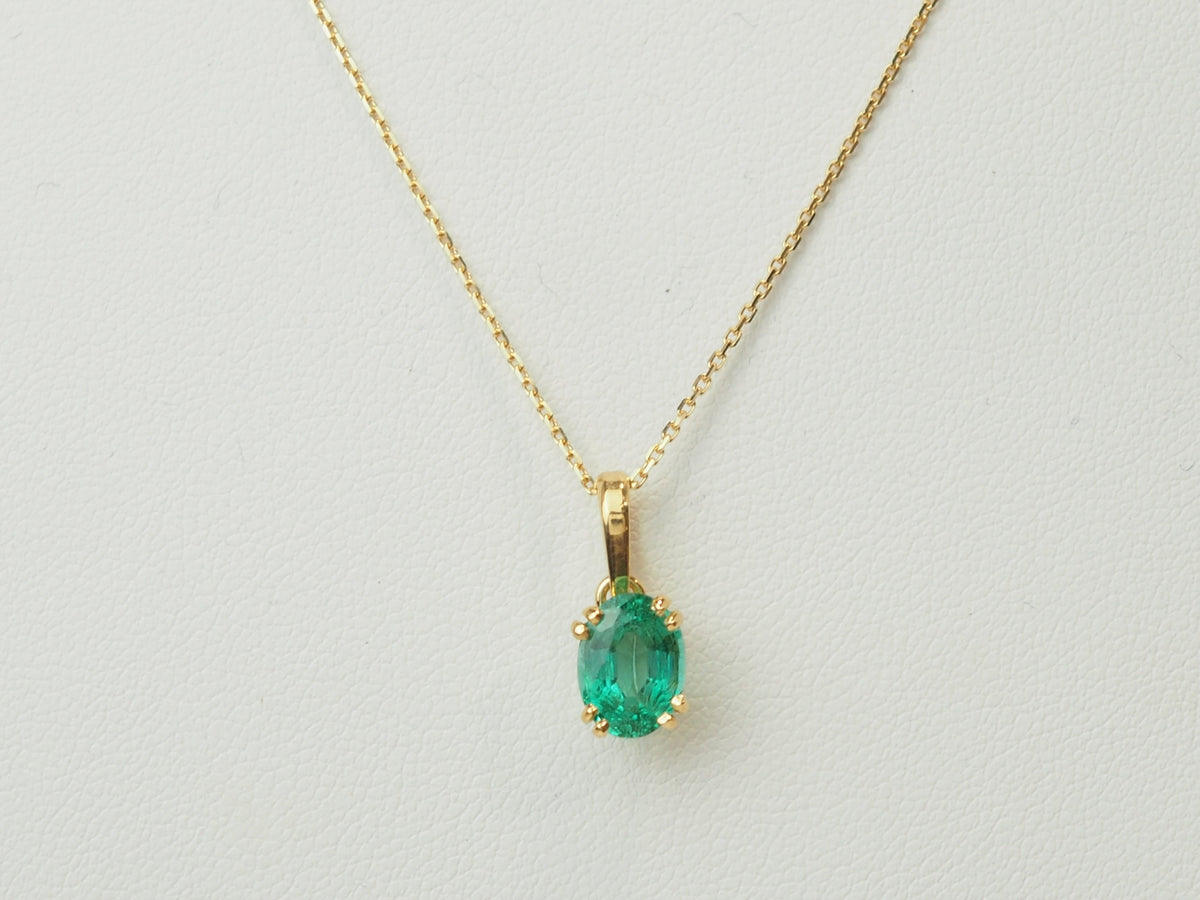 Pendentif émeraude naturelle 1,23 carat en or jaune