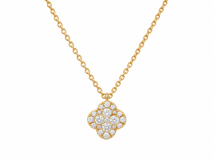 Collier trèfle en or rose et diamants