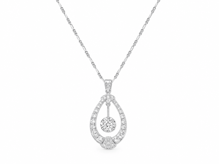 Collier Art déco en or blanc et diamants