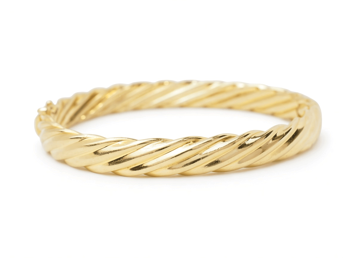 Bracelet jonc L'Aurore en or jaune 18 carats au design torsadé élégant et finition polie brillante