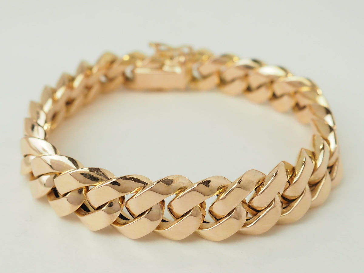 Bracelet vintage maille gourmette en or rose