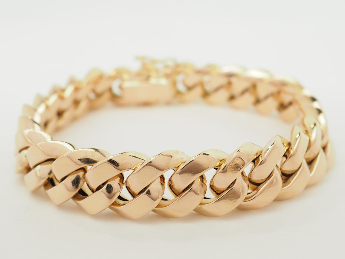 Bracelet vintage maille gourmette en or rose