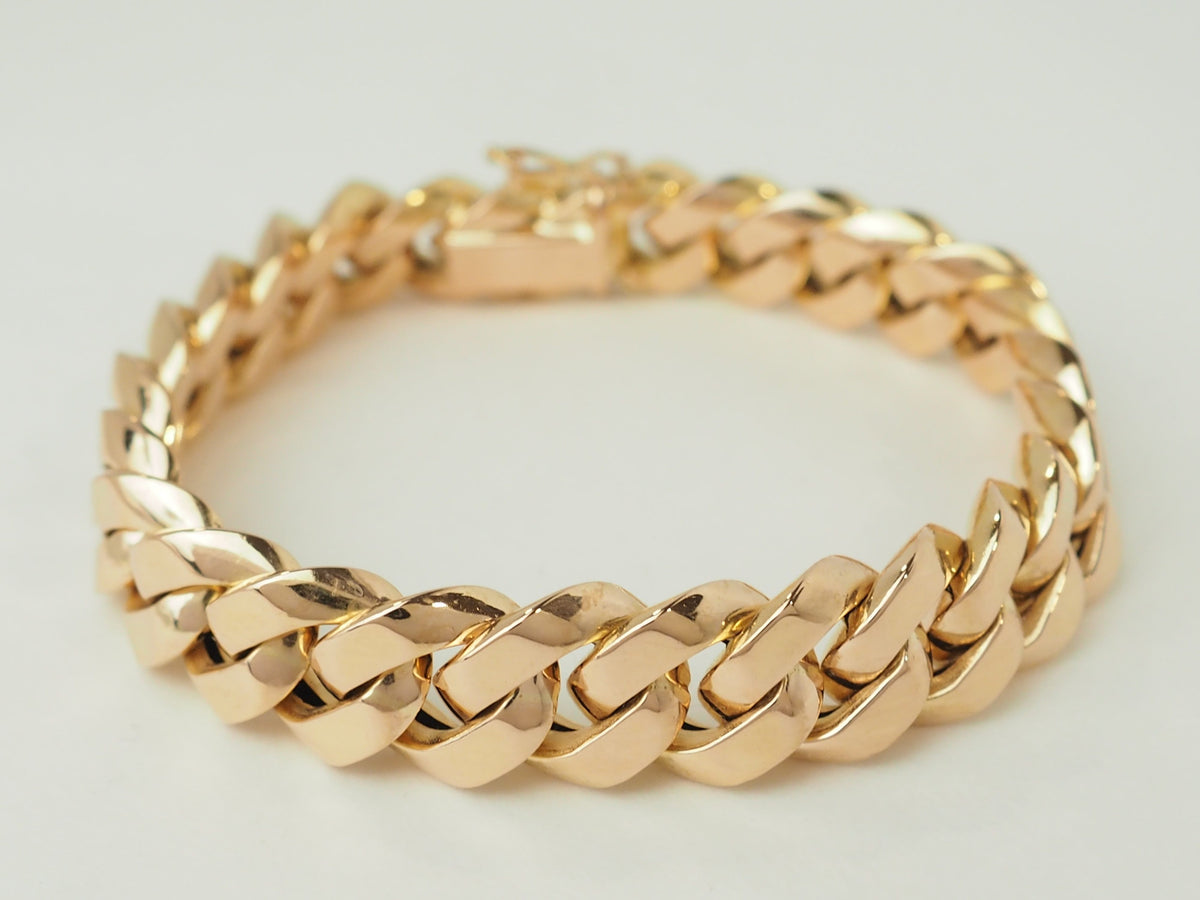 Bracelet vintage maille gourmette en or rose