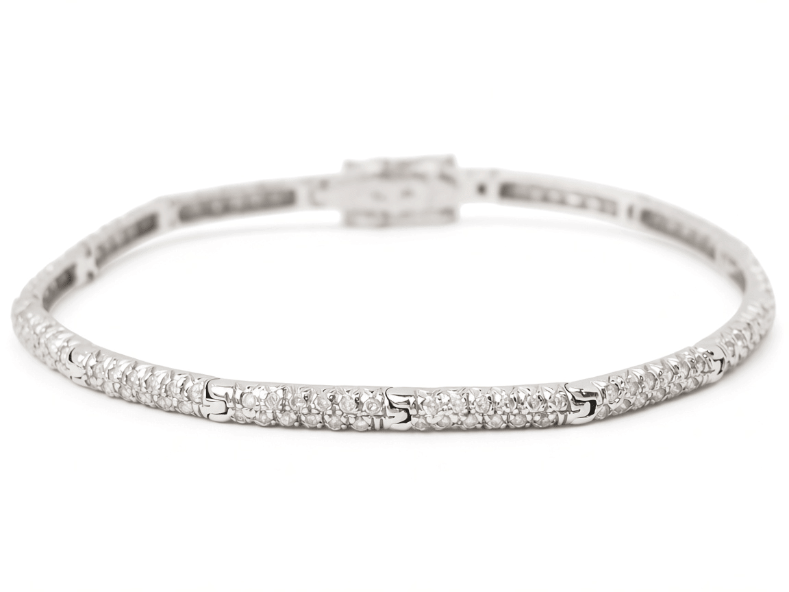 Bracelet rivière L'Aurore en or blanc 18 carats avec deux lignes de diamants taille brillant totalisant 1,10 carat