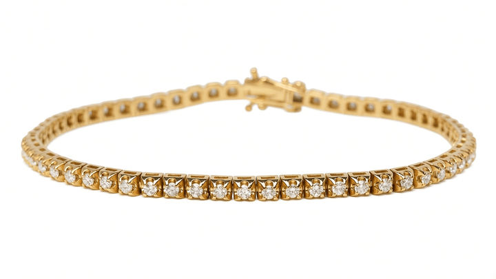 Bracelet rivière or jaune 18 carats 60 diamants 1,50 ct