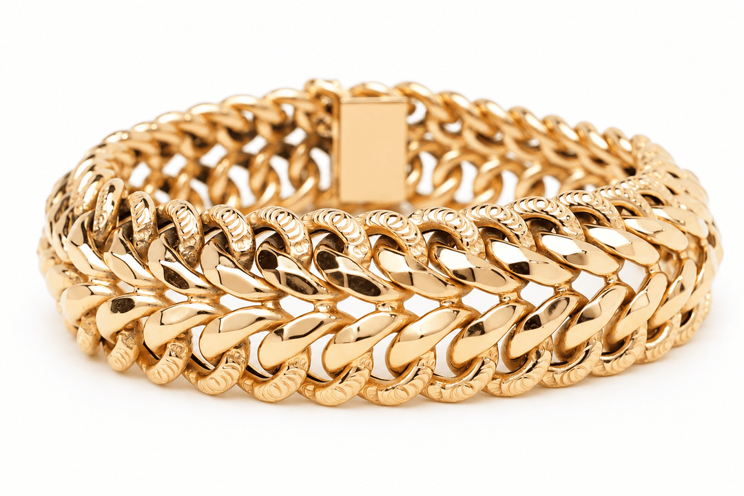 Bracelet maille américaine en or rose