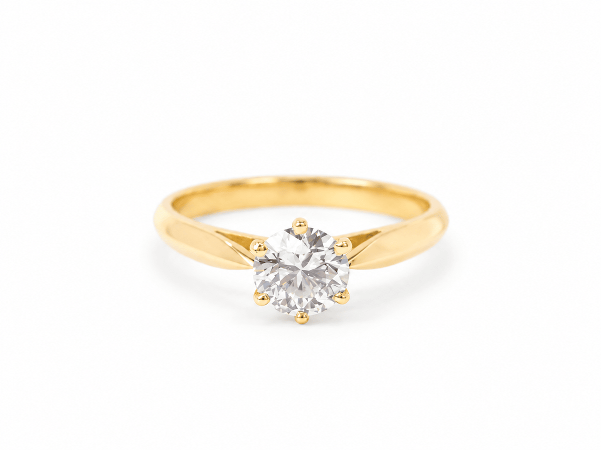 Bague Solitaire diamant 0,74 carat certifié LFG en or jaune 18 kt