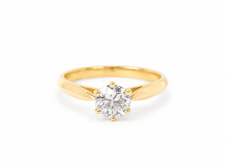 Bague Solitaire diamant 0,74 carat certifié LFG en or jaune 18 kt
