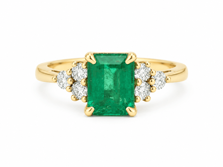 Bague Émeraude 1,62ct Diamants 0,30ct Or Jaune 18kt