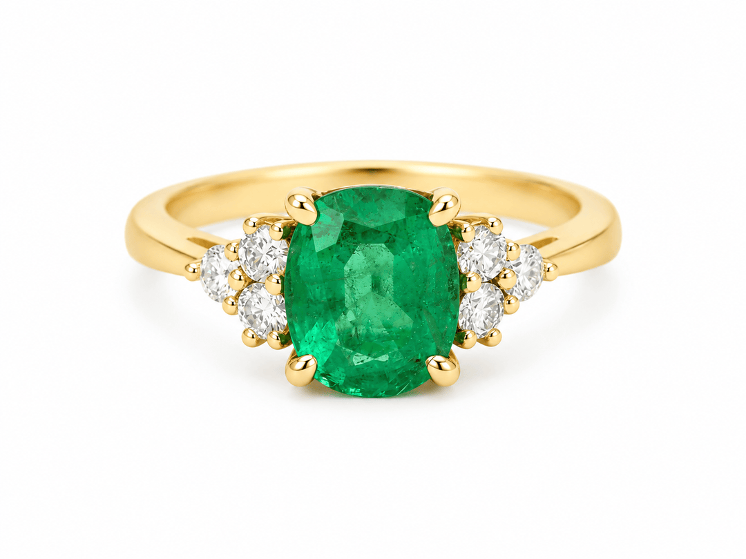 Bague Émeraude 2cts Diamants Or Jaune 18kt