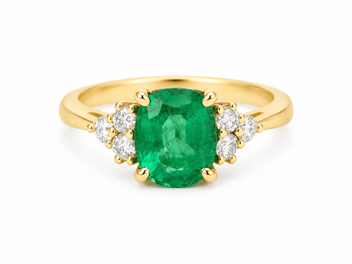Bague Émeraude 2cts Diamants Or Jaune 18kt