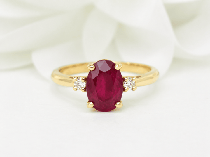 Bague Rubis 2,59ct Diamants Or Jaune 18kt