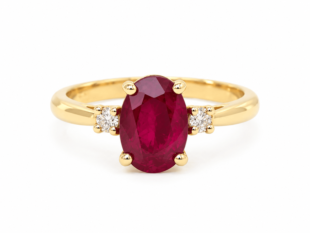 Bague Rubis 2,59ct Diamants Or Jaune 18kt