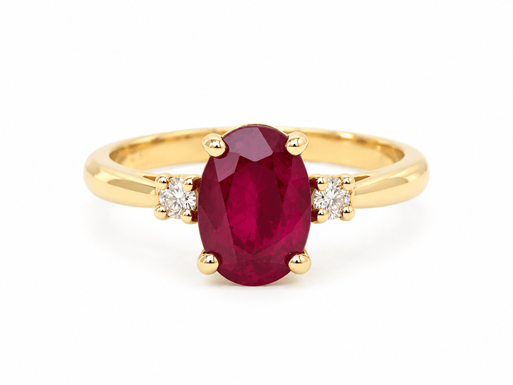 Bague Rubis 2,59ct Diamants Or Jaune 18kt
