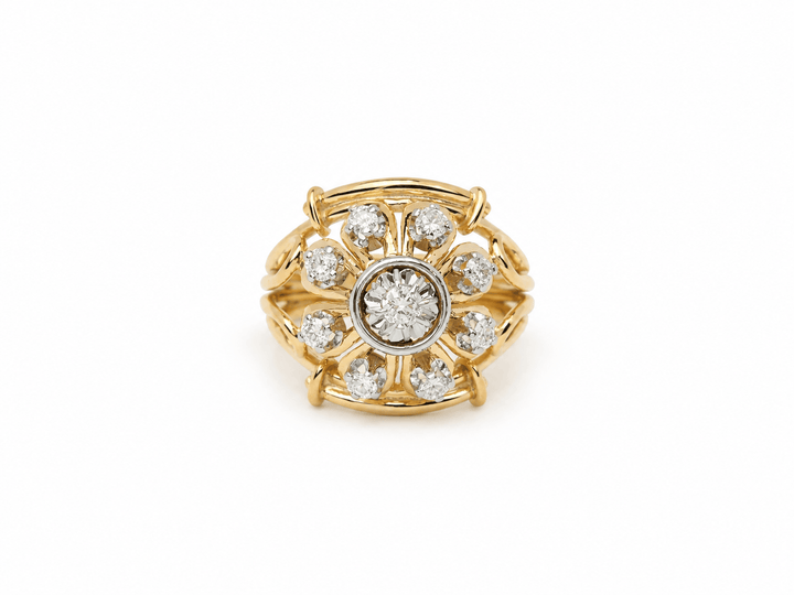 Bague Tank années 1940 en or jaune et platine – Diamant 0,40 ct