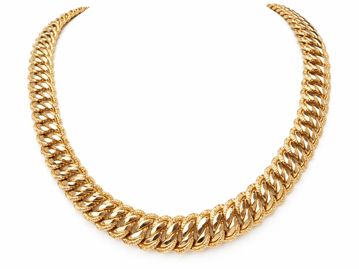 Collier Maille Américaine Or Rose 18k Large – Bijou Vintage Luxe
