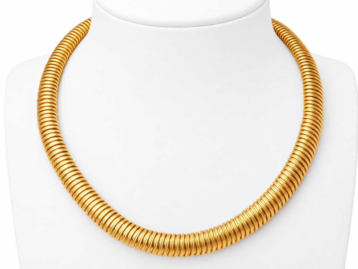 Collier Tubogas Or Jaune 18k Vintage – Collier Luxe Souple