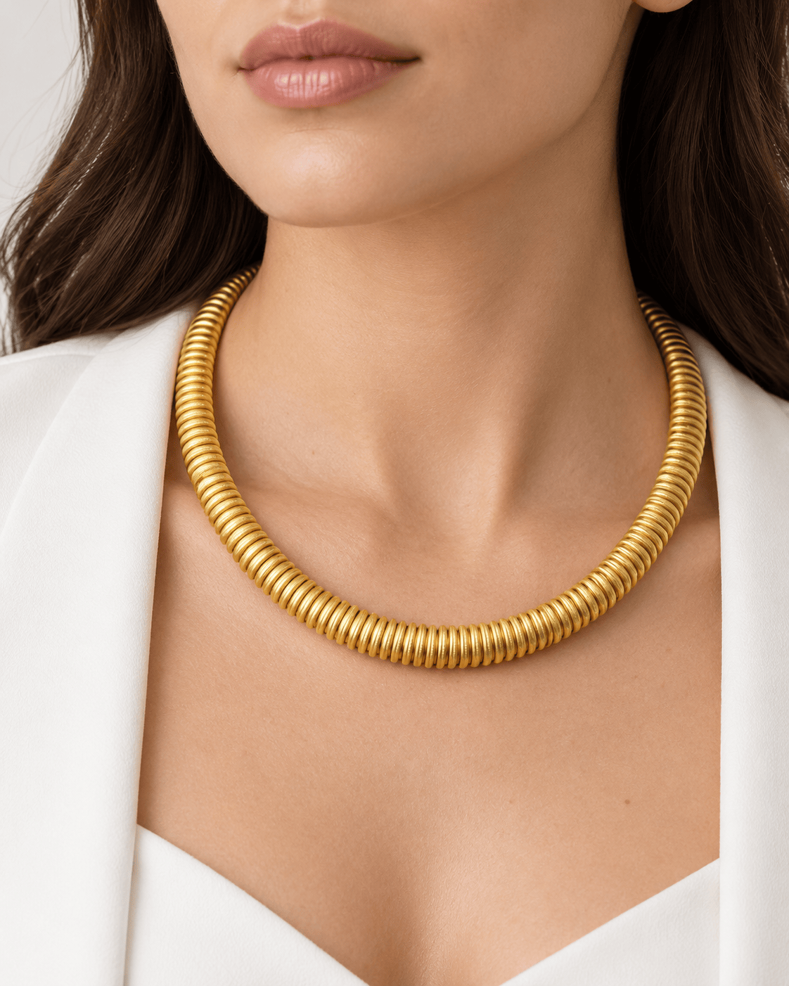 Collier Tubogas Or Jaune 18k Vintage – Collier Luxe Souple