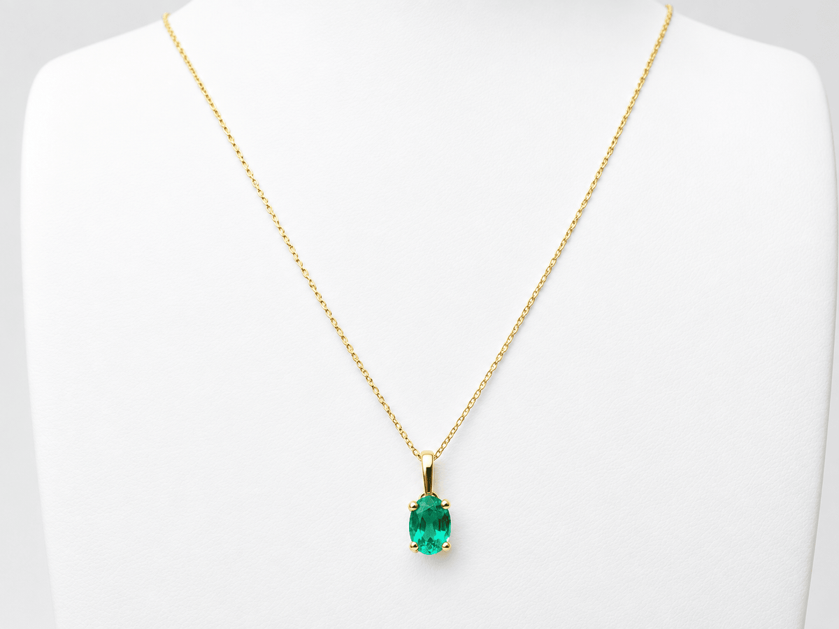 Pendentif émeraude naturelle 1,23 carat en or jaune