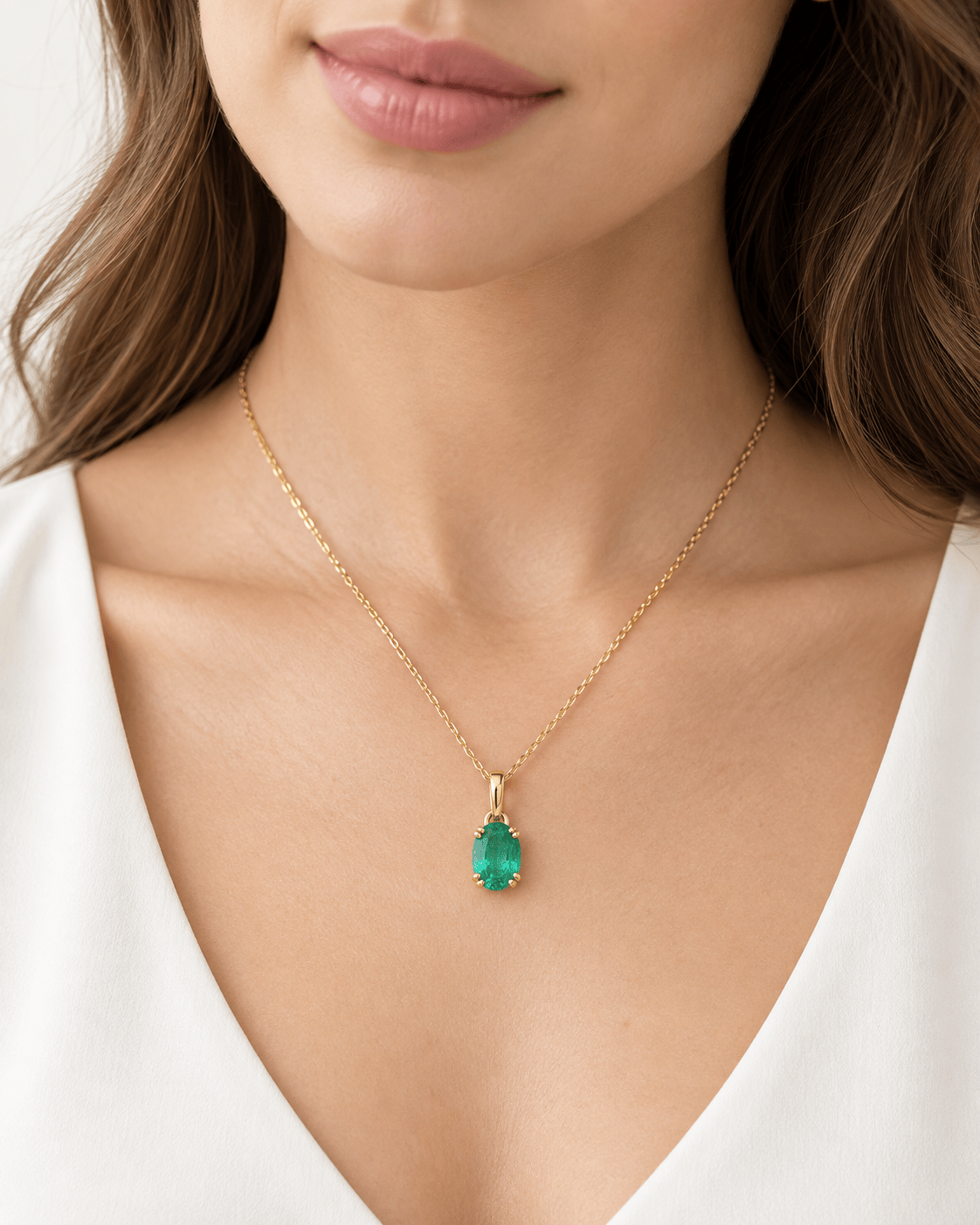 Pendentif émeraude naturelle 1,23 carat en or jaune