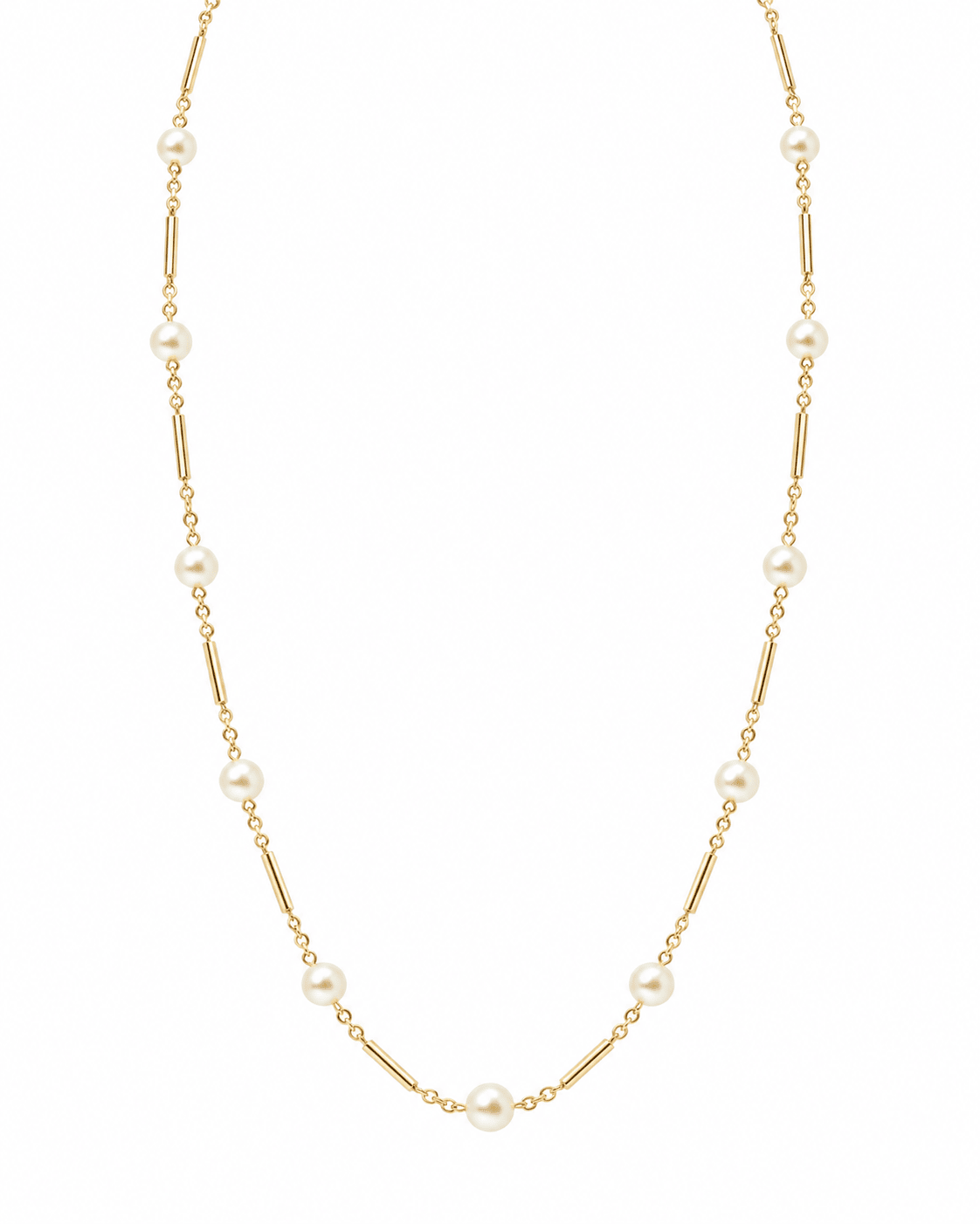 Collier en or jaune à perles – Boules alternées par des barres