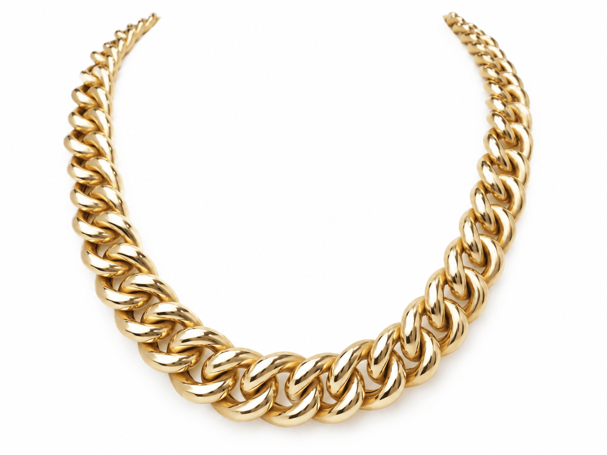 Collier ras de cou L'Aurore en or jaune 18 carats avec maille gourmette bombée massive et fermoir sécurisé