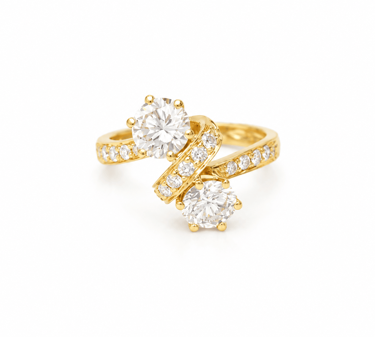 Bague Toi et Moi diamants 2,22 ct or jaune 18K Bijouterie Aurore Marseille