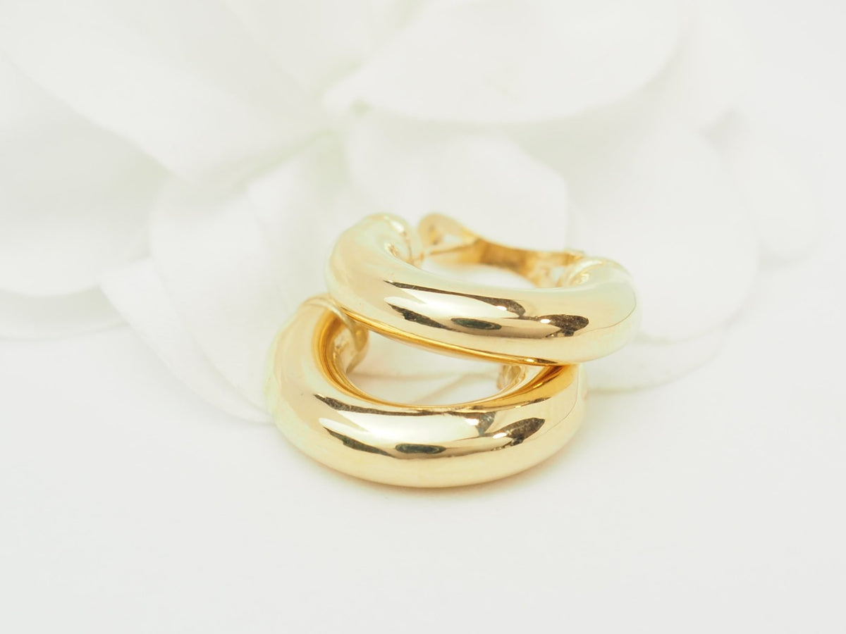 Boucles d'oreilles créoles épaisses L'Aurore en or jaune 18 carats poli, diamètre 23 mm avec fermoir sécurisé